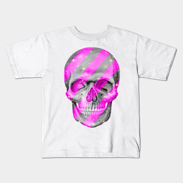 Pink Bling Skull Kids T-Shirt by MindDrip